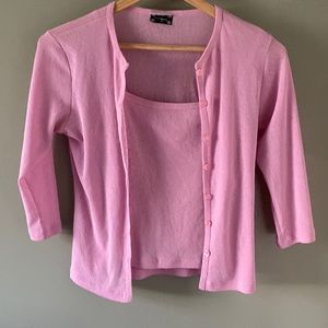 Pink camisole/cardigan set